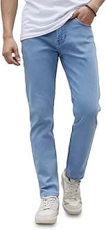 Urbano Fashion Men's Slim Fit Mid Rise Jeans (epsjean-lblu-30_Light Blue_30)
