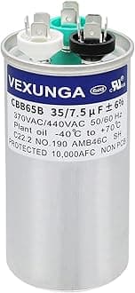 35/7.5 uF 35+7.5 MFD 370V or 440V Dual Run Start Round A/C Capacitor CBB65