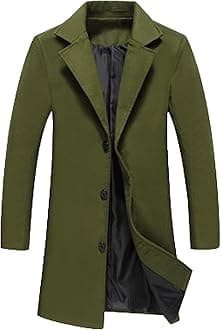 JEShifangjiusu Men'S Trench Coat Long Wool Coat Winter Classic Overcoat Top Pea Coat Casual Business Cotton Blend Jacket