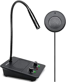 Window Speaker Intercom System,Dual Way Anti-Interference Intercommunication Microphone Talk Through Glass Window,for Business,Bank,Office,Hospital,Counter,Store,Station,School and More