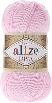 Diva Silk Effect 100% Microfiber Acrylic Yarn 1 Ball skeins 100gr 383yds Color (185 - Baby Pink)
