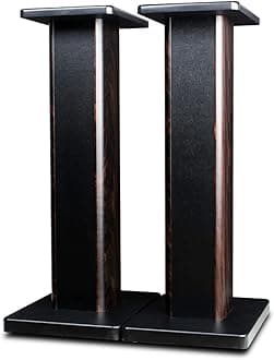 BQKOZFIN 19.68 inch(50cm) Wood Speaker Stands, 1 Pair, Stands for Home-Cinema HiFi Bookshelf Box and Satellite Speakers Wood Grain Enhanced Audio Listening Experience for Home Theaters