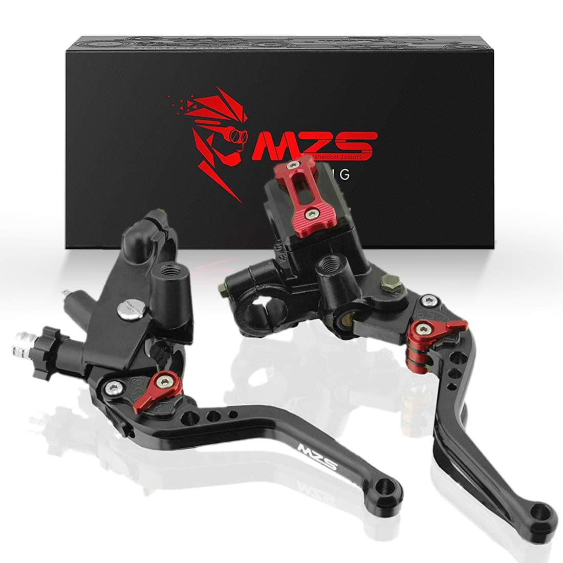 MZS 7/8 Levers Set - Universal Short CNC Brake Master Cylinder Black Compatible with Motorcycle Street Sport Dirt Pit Mini Bikes Scooter ATV