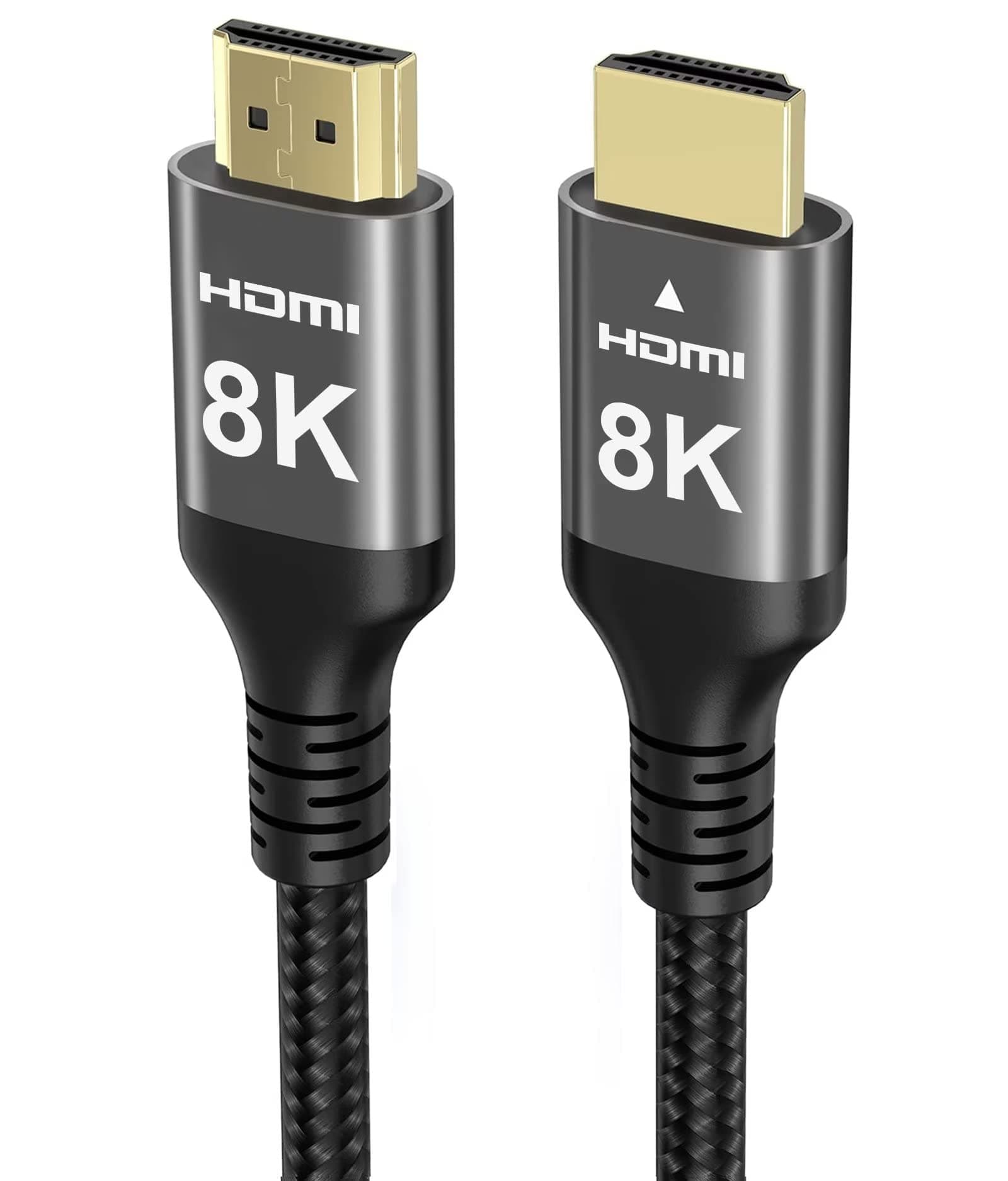 8K HDMI Cable 48Gbps 33 FT, Nylon Braided High Speed HDMI® Cable 4k 120Hz 2k 165Hz 8k 60Hz 12bit eARC ARC Dolby Atmos HDR10+ HDCP2.3 Compatible for Gaming PC TV Soundbar Monitor Mac PS5 Xbox