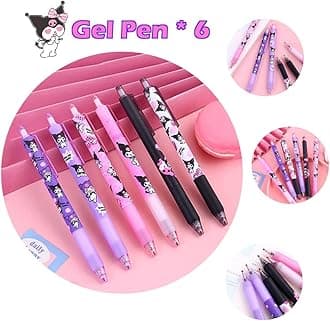 KUROMI School Supplies Gift Set, Including Notebook Pencil Case Pens Stickers Button Pins Lanyard Keychain Ruler Bookmarks Phone Ring Holder