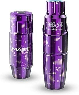 Mast Tour Wireless Tattoo Pen Machine Kit - Professional Rotary Cartridges Tattoo Pen Lightweight Short Battery Power Supply (Mast Tour Purple)