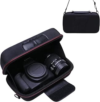 LTGEM Camera Case for Canon EOS Rebel T7 / R50 / R100 / R50 V / T6 / R8 / R10 / RP / SL3 / R5 / T100 DSLR SLR Camera and 18-55mm/18-45mm Lens with Shoulder Strap, Black