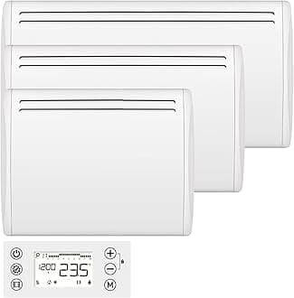 MYLEK Ceramic Panel Heater - Electric Radiator 2000W - Thermostat with Programmable Timer LCD Display - Wall Mounted Slim, IP24 Bathroom, LOT 20 Eco Energy Efficient (White 2KW)