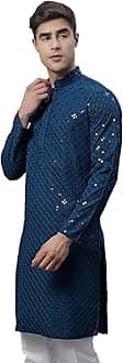 JompersMen's Chikankari Embroidered and Sequence Kurtas Only