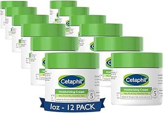 Cetaphil Face & Body Moisturizer, Hydrating Moisturizing Cream for Dry to Very Dry, Sensitive Skin, NEW 1 oz 12 Pack, Fragrance Free, Non-Comedogenic, Non-Greasy