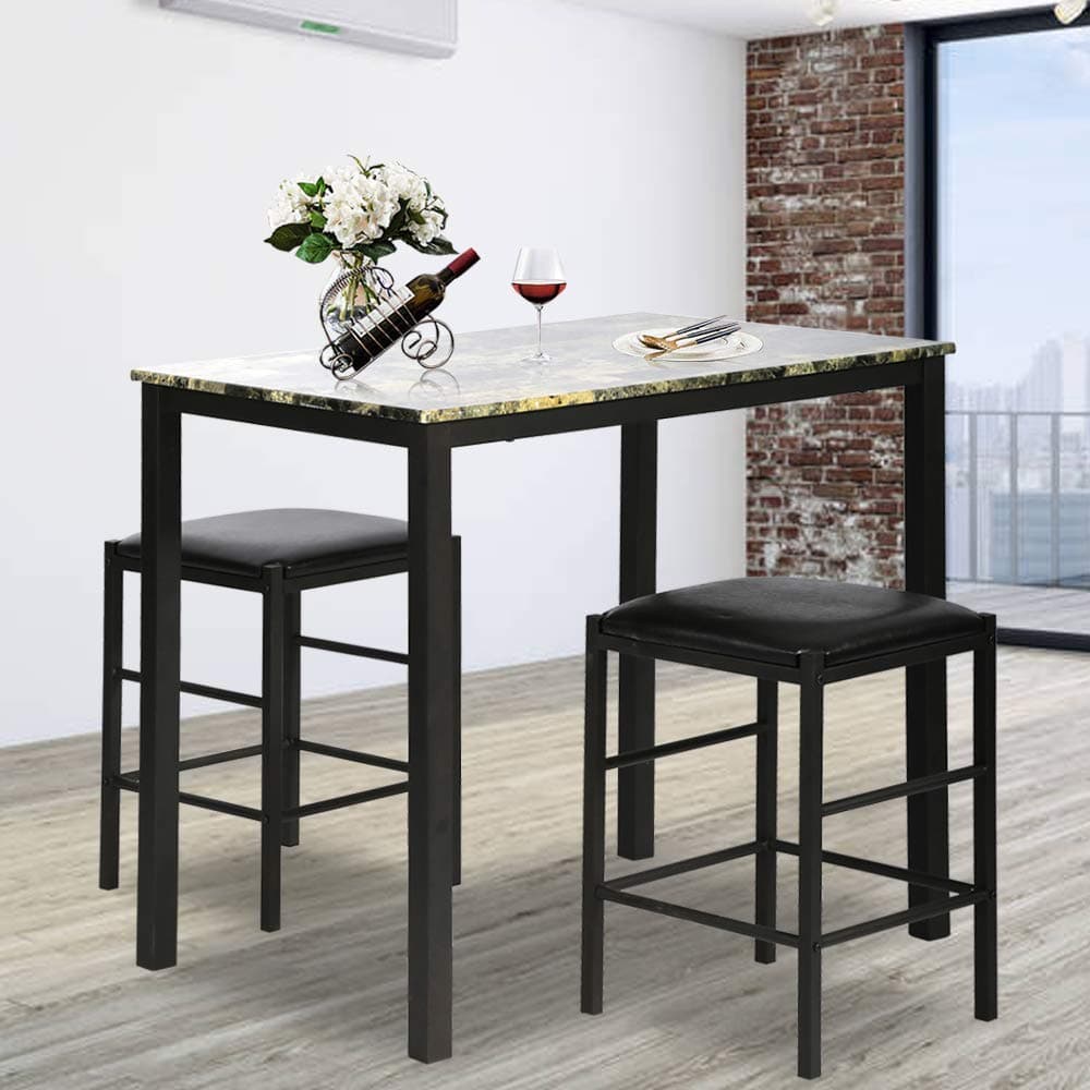 Dorel Living 3-Piece Devyn Faux Marble Pub Dining Set