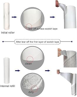 Pet Hair Lint Roller Refills Set,7.9” Width Sticky Tape Roller,60 Sheets Each Refill Total 300 Sheets(5 Packs)