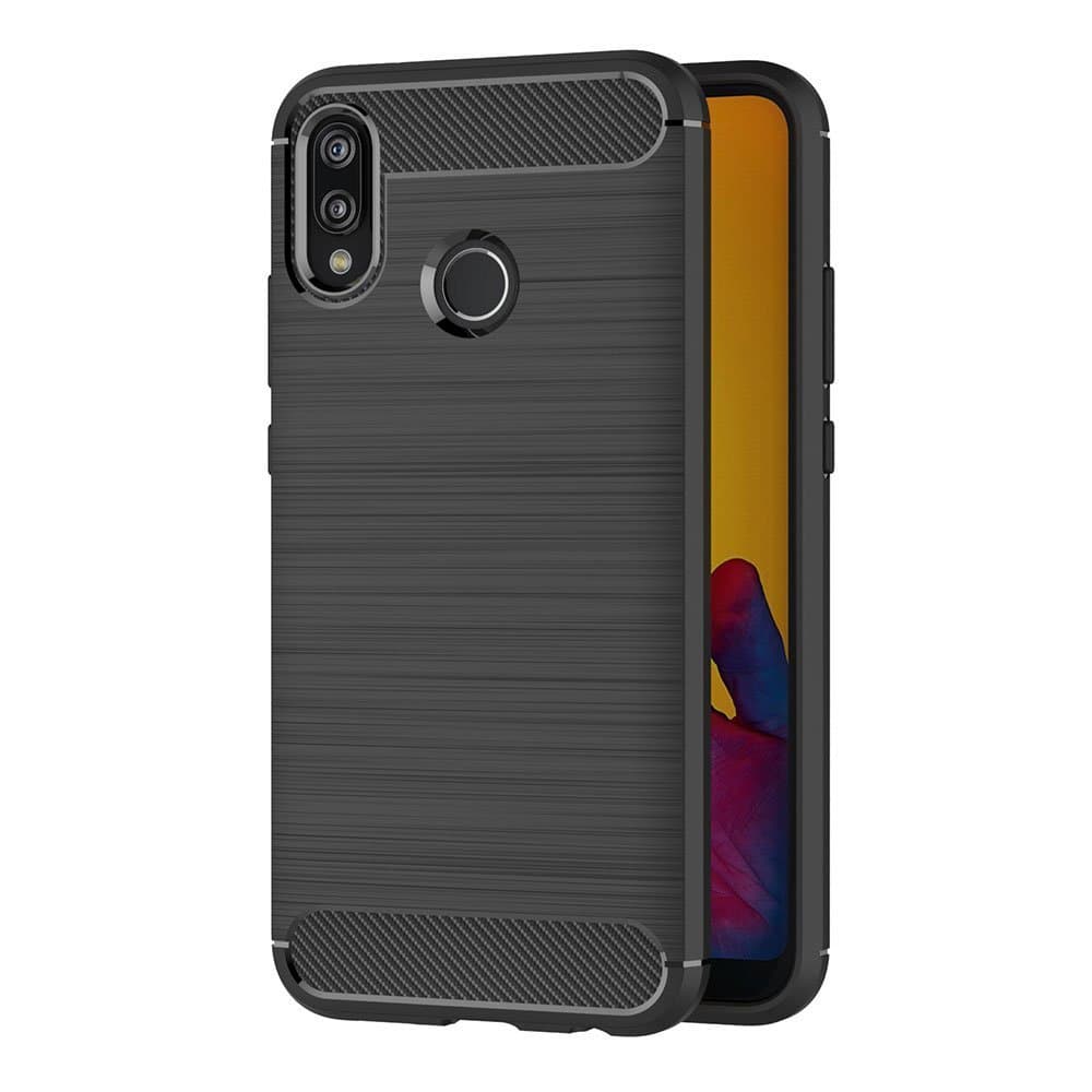 Case for Huawei P20 Lite/Nova 3E (5.84 inch) Soft Silicon Luxury Brushed with Texture Carbon Fiber Design Protection Cover (Black)