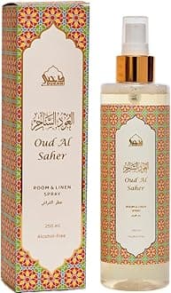 Oud Al Saher Attar Al Faraash by Dukhni | 250ml Non Alcoholic Spray | Arabic Natural Mist | Air Freshener, Room Mist, Fabric & Linen Spray | Perfect for Prayer mats, beds, sofas, curtains | Halal
