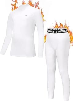 Ewedoos Thermal Underwear Set for Kids Thermals Top and Bottom Set Boys Long Johns Base Layer Thermal Set