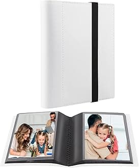 Small Photo Album 4x6 Photos Black Inner Page with Strong Elastic band, Each Small Album Holds 64 Photos, 4x6 Mini Book Photo Pictures Album Birthday Christmas Photo Albums Wedding Anniversary (White)