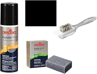 pedag Suede Cleaner and Textile Color Restorer, 3 pc Cleaning and Care Kit for Shoes and Boots, Made in Germany, Black