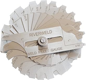 RIVERWELD 12 Piece Fillet Weld Set 1/32" increments to 1/2", 1/16" increments to 1" Inch RL Gauge Welding Inspection Test Ulnar