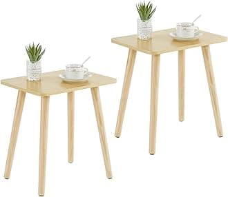 Apicizon Small End Table Set of 2, Accent Wooden Side Table, Modern Nightstand Bedside Table for Bedroom, Living Room, Small Spaces, Nursery, Easy Assembly, Natural