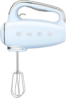 Pastel Blue 50's Retro Style Electric Hand Mixer with Set of Beaters, Set of Dough Hooks and Set of Whisks