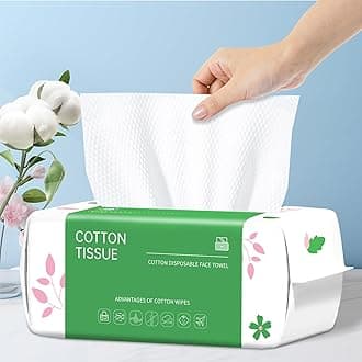 Disposable Face Towel, 100 Count Biodegradable Face Towels, for Washing Soft Cotton Dry Wipes Facial Cloths Towelettes for Washing and Drying, Facial Tissue for Cleansing