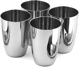 Unbreakable Stainless Steel Drinking Glasses – Heavy Gauge 350 ML (Set of 4)