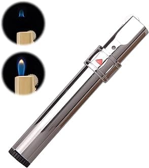 Atlodas Ghost Lighter, Adjustable Jet Flame Butane Lighter for Grill BBQ Candle Camping (Silver)
