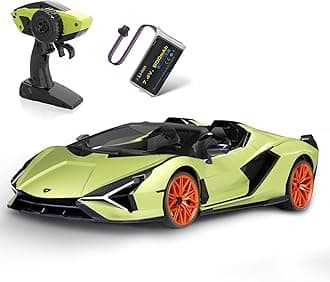 Lamborghini Remote Control Car, 1:12 Scale Lambo Rc Cars 7.4V 900mAh Officially Licensed 12Km/h Fast Toy Car with Led Light 2.4Ghz Model Car for Adults Boys Girls Birthday Ideas Gift - Green