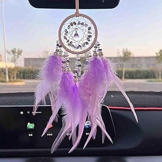 Dream Catcher for Rearview Mirror, Car Hanging Accessory, Lucky Ornament Pendant - Purple