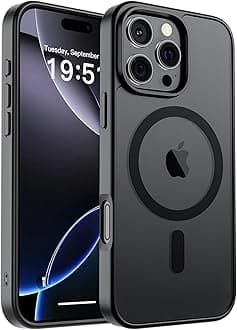 Magnetic for iPhone 16 Pro Max Case (Compatible with MagSafe) (Military Grade Drop Protection) Translucent Matte Shockproof Phone Cover, Black