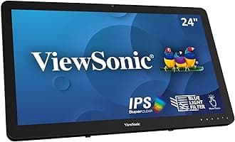 ViewSonic TD2430 24-inch Full HD 10-Point Touch LED Monitor with VGA, HDMI, DisplayPort, Eye Care for Remote Collaboration