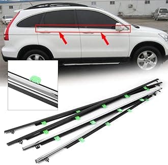 Newsmarts 4pcs Window Molding Trim for Honda CR-V/CRV 2007-2011,Chrome Outer Door Weatherstrip Window Seal Belt,Replace#72410-SWA-A01 72450-SWA-A01 72910-SWA-A01 72950-SWA-A01