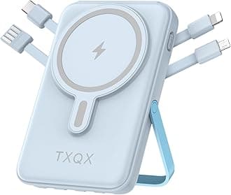 Wireless Portable Charger 10000mAh,Magnetic Power Bank with Built-in Cables LED Display,22.5W PD Fast Charging for Magsafe Battery Pack Compatible with iPhone16/15/14/13/12/Pro/Pro Max(Blue)