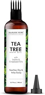 100% Pure Tea Tree Oil For Hair Growth - Strengthening, Nourishing, Volumizing - Infused with Jojoba Oil & Grapeseed Oil - Non GMO Verified - 6.7 Fl Oz