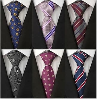 Men's Necktie Classic Silk Tie Woven Jacquard Neck Ties 6 PCS