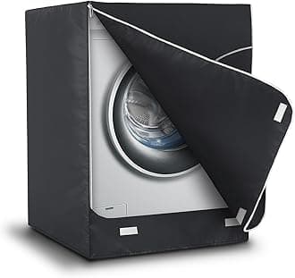 AKEfit 洗濯機カバー 高耐久 オックスフォード 防水 洗濯機と乾燥機カバー フロントロード用 (39×33×27インチ) ブラック