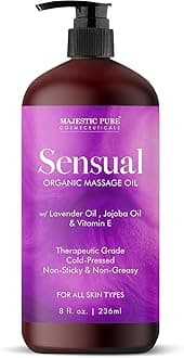 Organic Sensual Massage Oil for Massage Therapy - Refreshing, and Relaxing - Natural Oils for Date Night with Vitamin E - for All Skin Types - Men and Women Massage Lotion- 8 fl oz