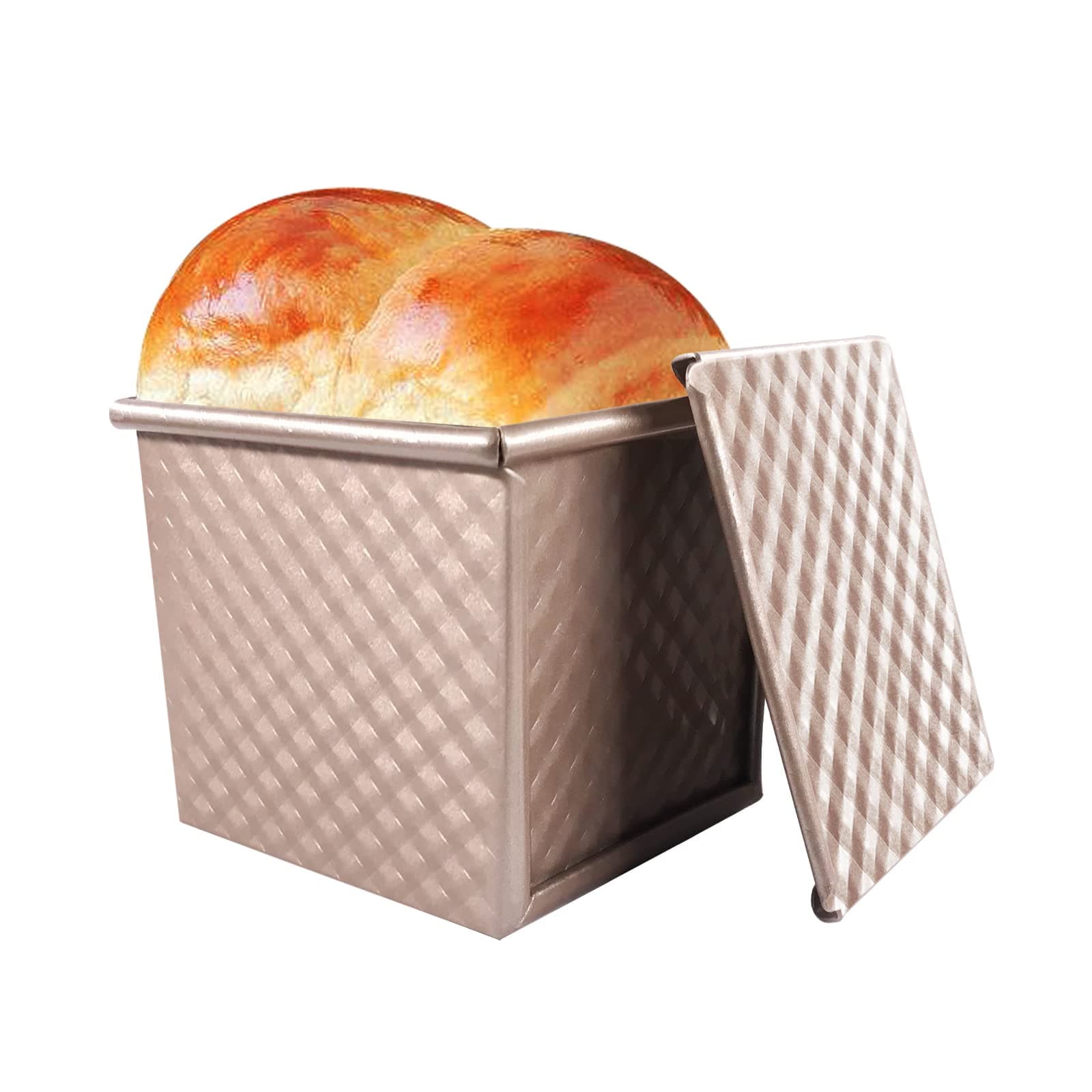 Bread Toast Mold with Cover Non-Stick Mini Pullman Loaf Tin with Lid Aluminum Alloy Square Loaf Pan Toast Bread Box Cube Bread Tins Sandwich Loaf Bread Pan for Baking 0.55bl