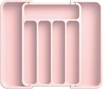 Aujen Silverware Organizer - Expandable Kitchen Drawer Organizer, Adjustable Utensil Organizer, Cutlery Tray for Forks, Knives, Multipurpose Kitchen Organizers and Storage Solution, Pink, Medium