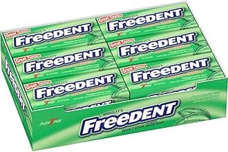 FREEDENT Peppermint Chewing Gum, 15 pieces (12 Pack)
