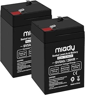 Miady 6V 5Ah Rechargeable Sealed Lead Acid Battery(2 Pack)
