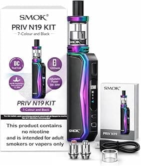 SMOK PRIV N19 Vape Kit [Rainbow Black] 1200mAh Integrated Battery Pen Style Mod UK Compliant 2ml Capacity No Nicotine