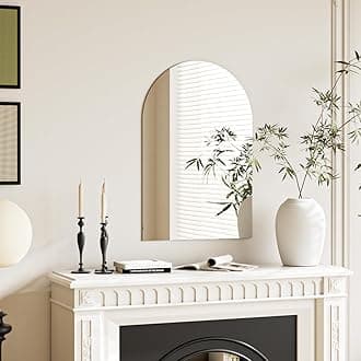 Frameless Arched Wall Mirror, 20 x 28 inch Arch Bathroom Wall Mounted Vanity Mirror, Modern for Bedroom, Living Room, Hanging or Leaning