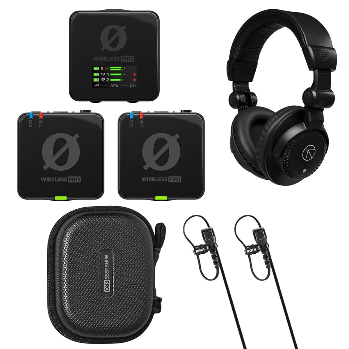 Wireless PRO 2.4GHz -Person Clip-On Microphone System, Bundle with TAPH100 Studio Monitor Headphones