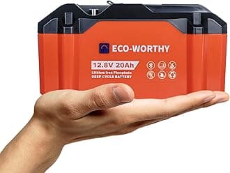 ECO-WORTHY Portable 12V Lithium Battery, 12.8V 20Ah Lithium Iron Phosphate DEEP CYCLE BATTERY, Built-in BMS, 4000+ Cycles, Perfect for Outdoor Camping Fishing RV Marine Trolling Motor Fishfinder