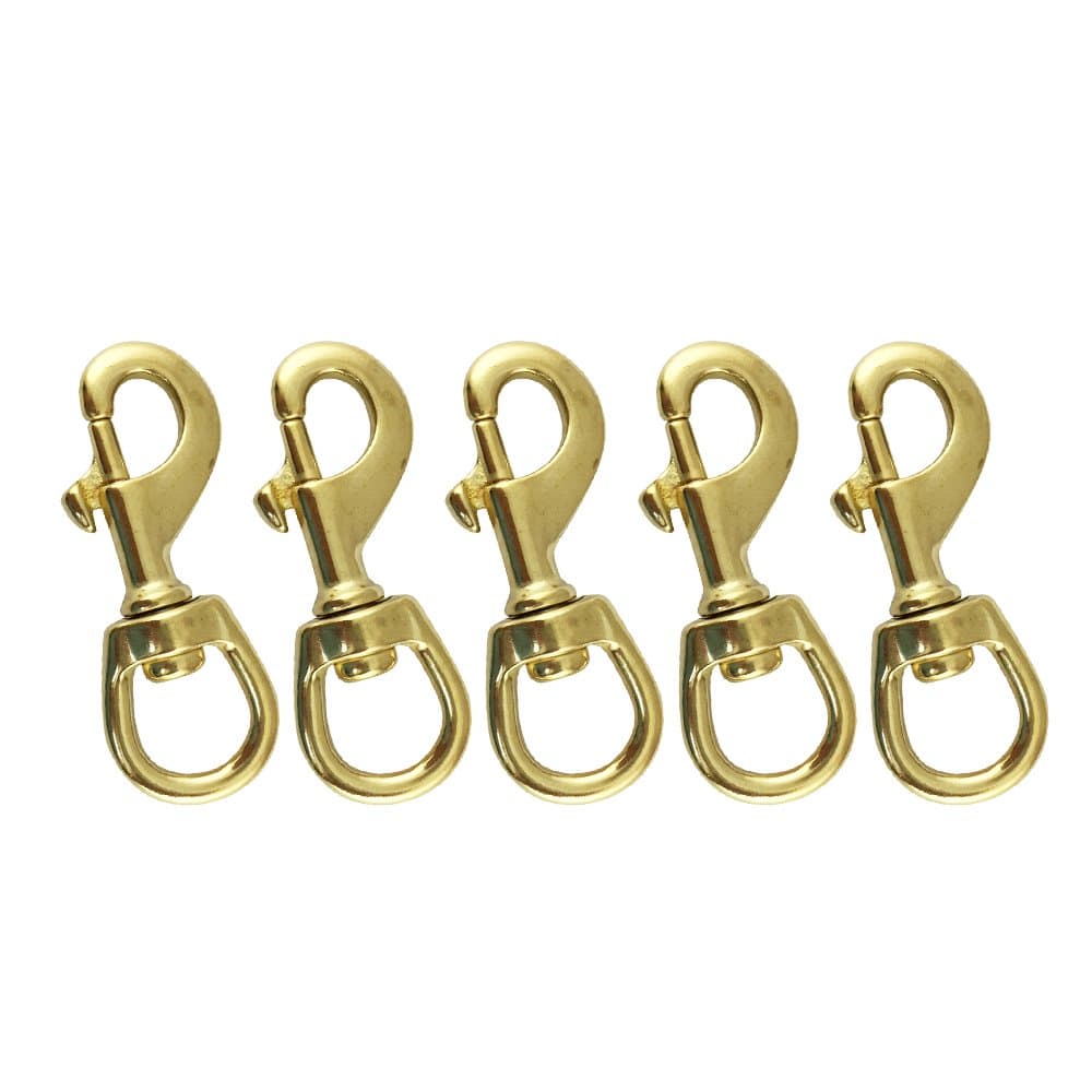 PROTEUS Heavy Duty Solid Brass Swivel Bolt Snap Hook 3-1/2" Clip Buckle Dog Chain Leather Craft Scuba Diving Snorkeling Equipment, Pack of 5
