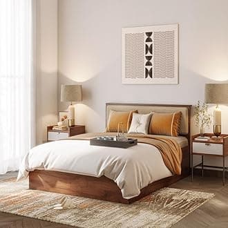 Wakefit Bed | Queen (78 X 60) Engineered Wood Bed, Upholstered, with Storage, 1 Year Warranty | - Taurus - Columbian Walnut_Omega Pearl