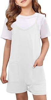 Girls Summer Jumpsuits Spaghetti Strap Sleeveless Loose Romper Short Pants with Pockets 5-14 Years
