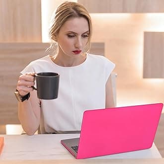 Seorsok Compatible with MacBook Air 15 inch Case 2023 2024 Release A2941 M2&M3 A3114 Touch ID,Ultra Thin Laptop Plastic Hard Shell Case&Keyboard Skin,Hot Pink