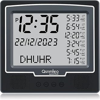Digital Azan Clock for USA QS-226- Athan Wall Clock- Islamic Prayer Time Clock for Home/Office/Mosque - Ramadan and Eid Gifts - Black